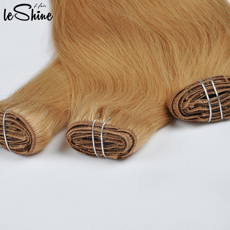 【C10】Human Hair Clip Extensions 24 Inch Blonde Virgin Weft Brazilian Indian Fast Shipping
